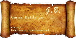Garas Balázs névjegykártya